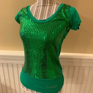 Glitter Green Sequin Top with Tie back